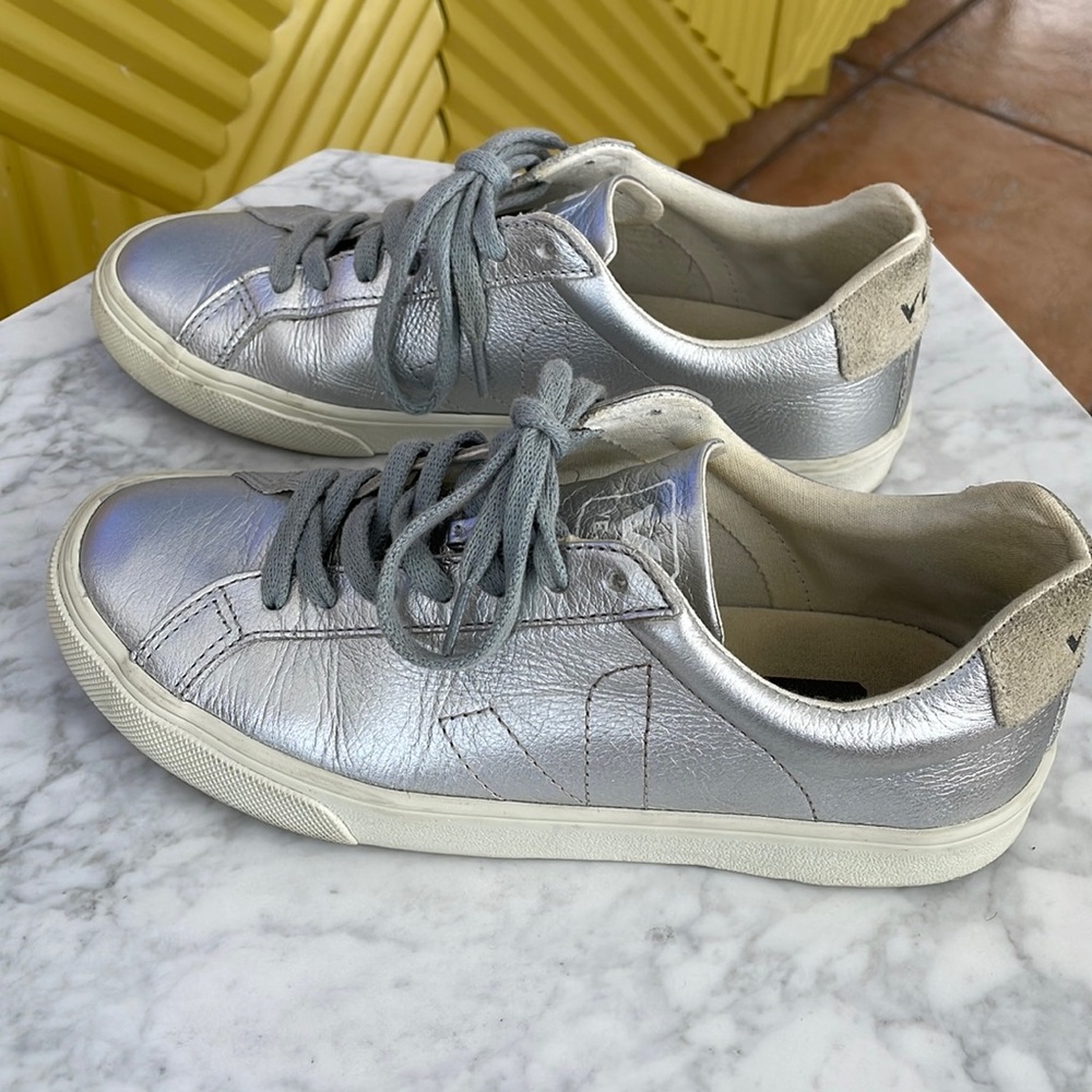 Veja Women Silver Metallic Sneakers 6 37